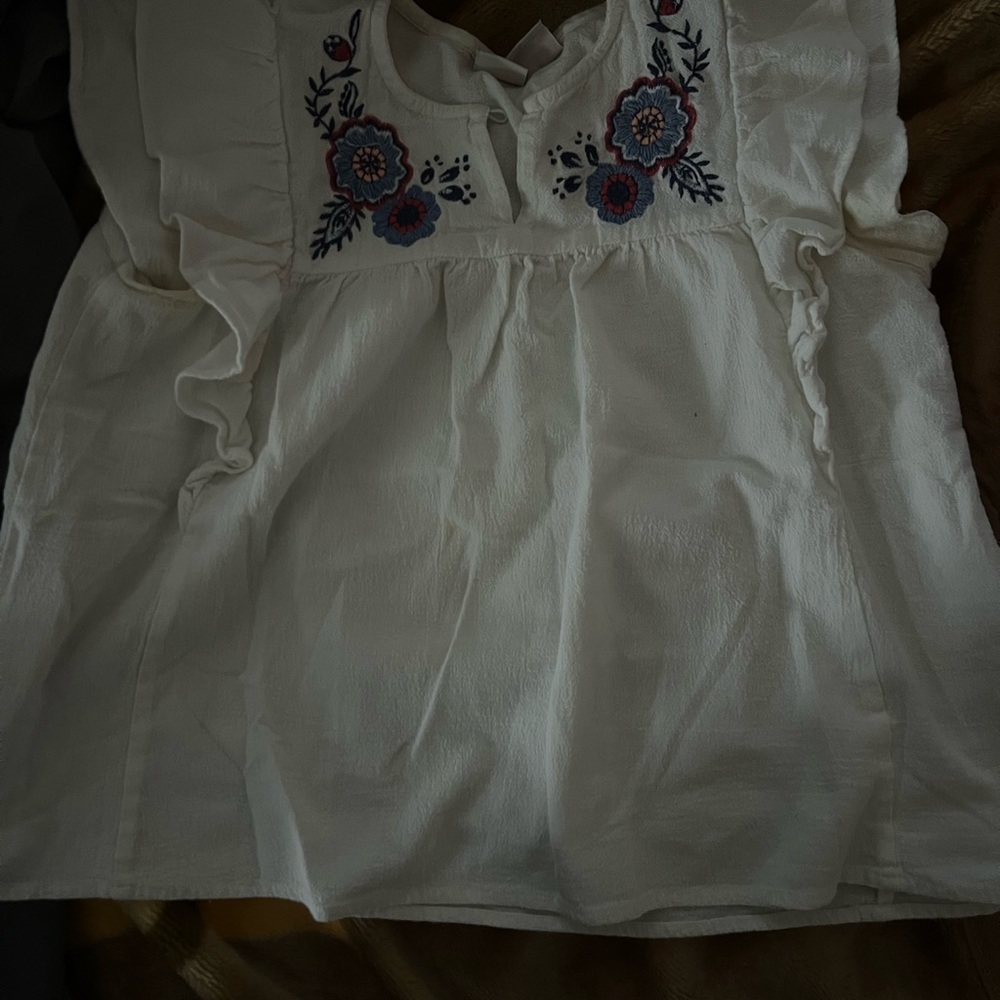 Embroidered White Kids Tank Top